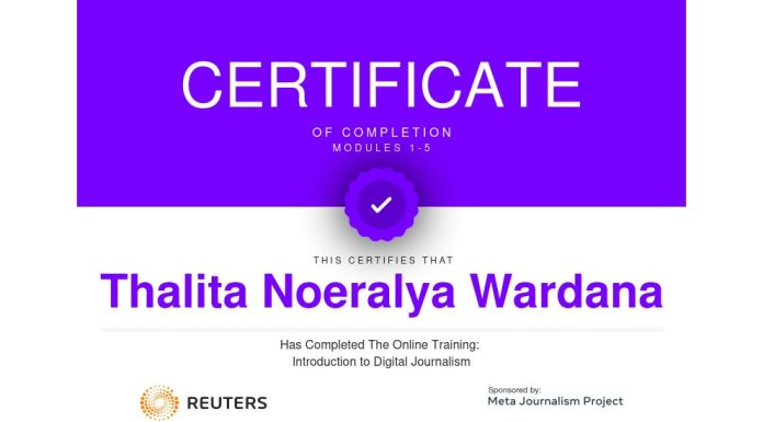 Sertifikasi Digital Journalism dari Kantor Berita Internasional Reuters telah Diselesaikan oleh Mahasiswa FIKOM Jayabaya